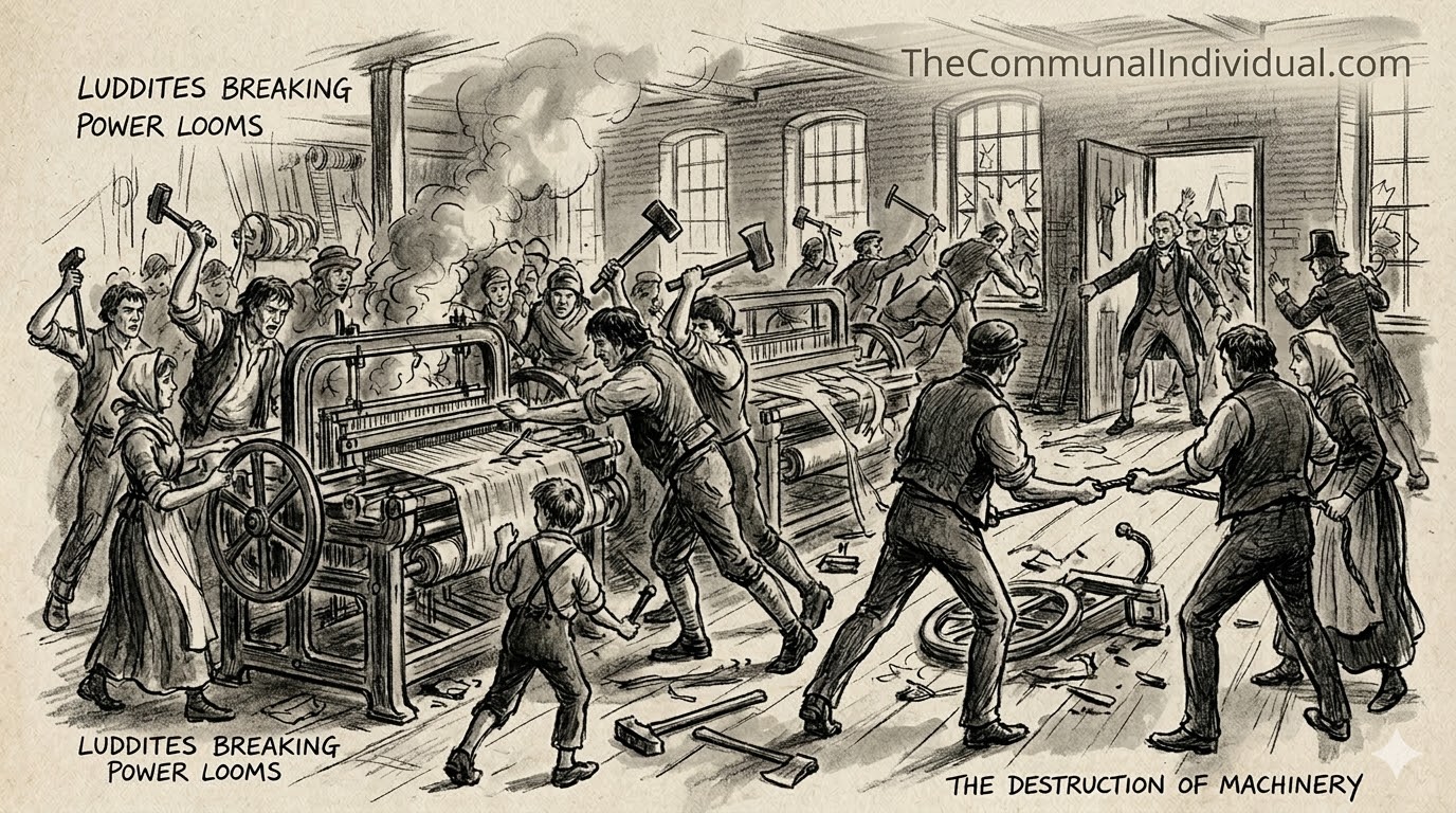 luddites destroying machines
